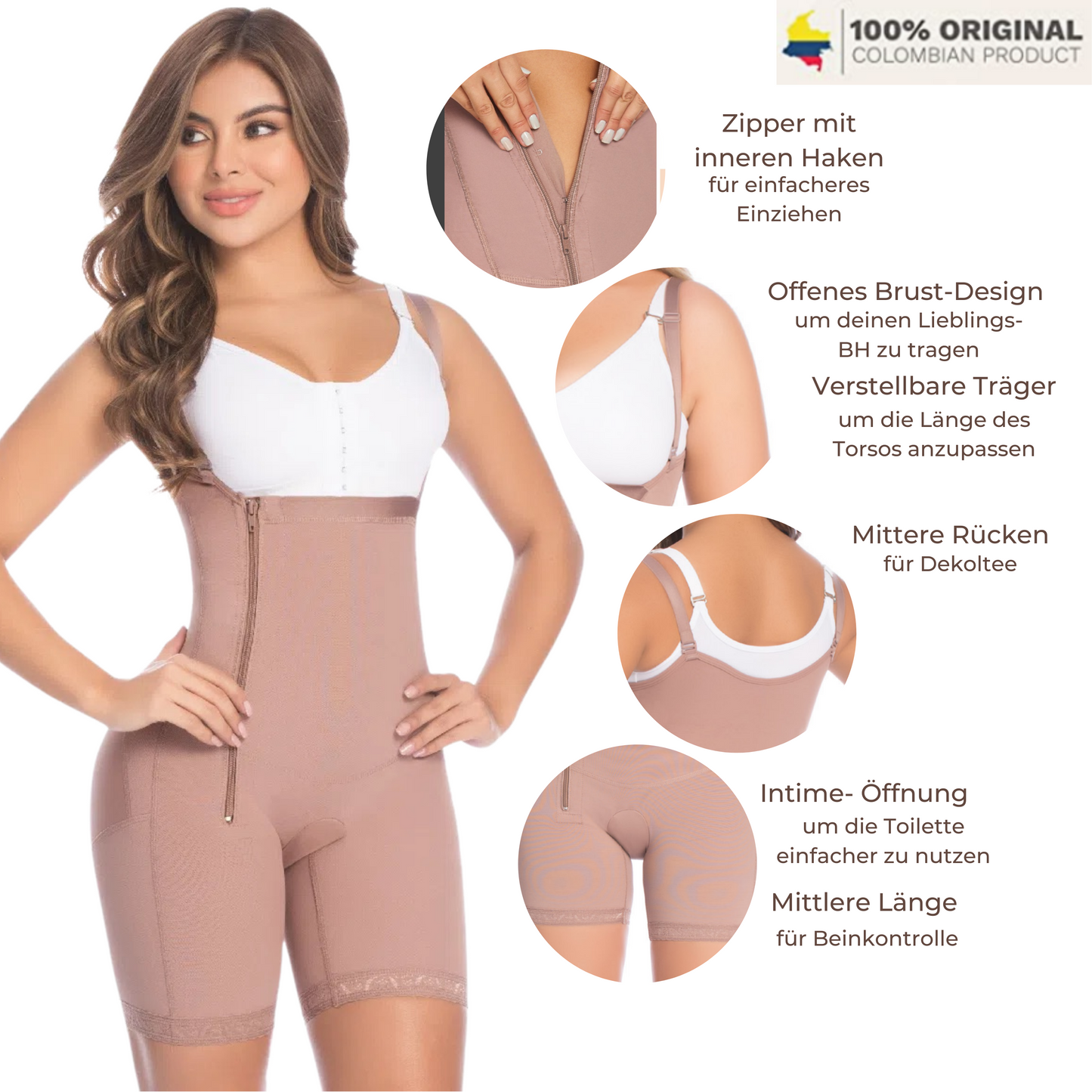 Divina Shapewear Body – Kolumbianische Kompressions-Faja für Taille, Bauch & Po | Powernet & Lycra | Figurformend & hautpflegend